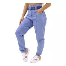 Calça Jeans Baggy Com Cinto Feminina Sol Jeans