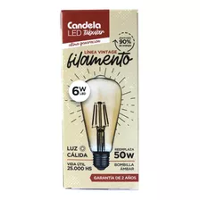 Lampara Filamento Led Pera 6w Ambar Vintage Candela Pack X5 Color De La Luz Cálida