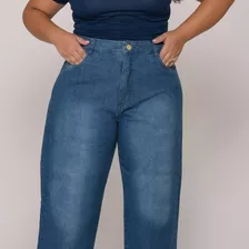 Calça Jeans Fem Plus Size Cintura Alta Flare Tamanho Grande