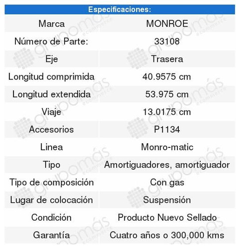 2 Amortiguadores Oldsmobile Cutlass Ciera Monroe 1995 1996 Foto 2