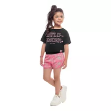 Conjunto Feminino Infantil Mini Influencer Blusa E Short 