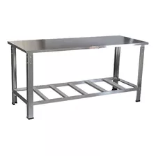 Mesa Aço Inox 1,90 X 0,90 Com Prateleira Total Em Inox