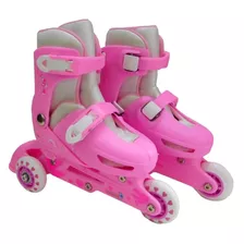 Patins Infantil Rosa Ajustavel 2 Em 1 Menina Radical 