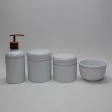 Kit Higiene Bebe 4 Peças Porcelana Filete Rosa