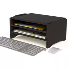 Suporte Ergonomico Para Monitor Preto 3 Gavetas Apoio Altura