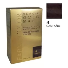 Farmacolor Repair Gold 24k Coloración Permanente Kit 47g Tono 4 Castaño