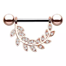 Piercing Para Pezon Acero Quirirgico Trass Cristales Dorado Color Rose/gold