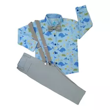 Roupa Fundo Do Mar Infantil Menino Conjunto Social Bebe 