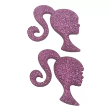 Aplique Barbie Pink Glitter 44x40mm Emborrachado (2 Peças)