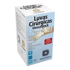 Luvas Descartáveis Estéreis Antiderrapantes Descarpack Luva Cirúrgica 6.5 Cor Branco Tamanho 6.5 De Látex Com Pó 