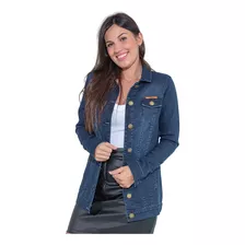 Jaqueta Maxi Jeans Confort Revanche Feminina Azul Escuro
