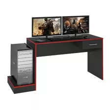 Mesa Para Computador Gamer Para Quarto Preto Vermelho