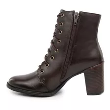 Bota Feminina Cano Curto Couro Firenze 9032 Griffe Cafe