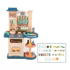 Super Cozinha Infantil Diversas Funções Luz Som Vapor 76cm Cor Azul