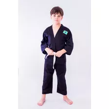 Kimono Infantil Judo Jiujitsu Reforçado Preto + Faixa Grátis