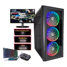 Pc Gamer Com Jogos Barato I7 16gb Ssd 480gb Monitor Vga 4gb