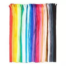 Colored #3 Nylon Coil Zippers For Sewing, 50 Rainbow Co...
