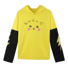 Pikachu Pokémon Anime Manga Larga De Capucha Con Sudadera