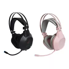 Fone De Ouvido Headset Gamer Black/pink Surround 5.1 Led Rgb