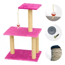 Arranhador De Gato 3 Andares Bases C/ Brinquedo Resistente Cor Rosa