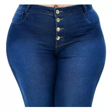 Calca Jeans Feminina Plus Size Cintura Alta Com Lycra Strech