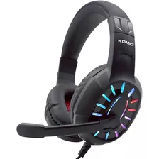 Fone De Ouvido Gamer Usb Com Led - Komc G313 Cor Preto Cor Da Luz Rainbow