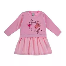 Vestido Molecotton C/ Saia Listrado Infantil Bebê Ralakids