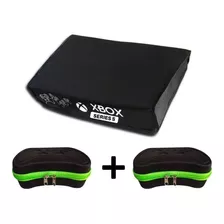 Kit Capa Protetora Xbox Series S + 2 Cases Controle Eva Cor Capa + Case Preto E Verde