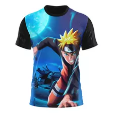 Camisa Camiseta Full 3d + Bandana Naruto Uzumaki Blue Anime