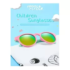 Óculos De Sol Infantil Redondo Menino Menina Uv400 Flexível Cor Rosa/verde Água