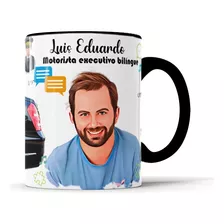 Caneca Com Caricatura Personalizada Profissões Alça Preta