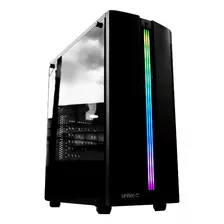 Chasis Gamer Unitec 5522c Lineal Rgb Tapa Acrílico Negro