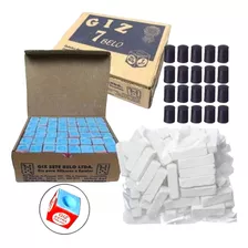 Kit 1 Kg Giz Branco + 288 Azul + 20 Ponta Taco Sinuca Bilhar