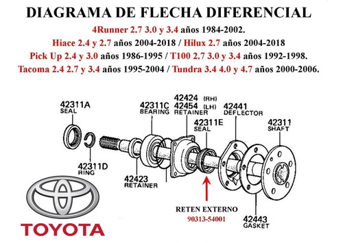 Reten Flecha Diferencial Externo Tundra 4.7 2uzfe 1999-2006 Foto 3