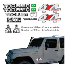 Kit Adesivos Compatível Troller 3.0 Tdi 4x4 Diesel 2007 R140 Cor Prata