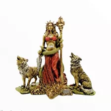 Paquete De Diosa Hecate Dorada 30cm Con 2 Perros 