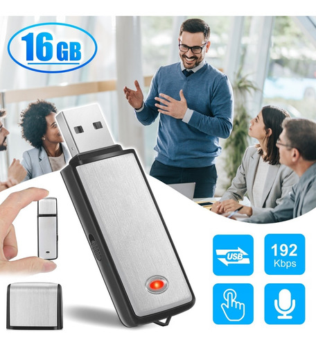 Grabadora De Voz Mini Usb  Espía Con Micrófono 16gb 19horas