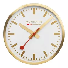 Reloj De Pared Mondaine, Dorado, Esfera Blanca, Cuarzo, 25cm