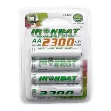 4 Pilas Baterías Aa Recargables Ironbat 2300 Mah 1.2 V