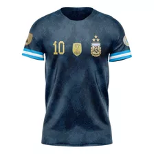 Camiseta Argentina Campeón 2022 Afa 3 Estrellas Messi Azul