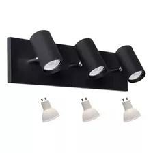 Aplique Pared 3 Luces Moderno Apto Led Gu10 Completo Full