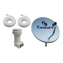 Antena Banda Ku Century 60cm + Lnbf Ku Duplo + 2 Cabos 