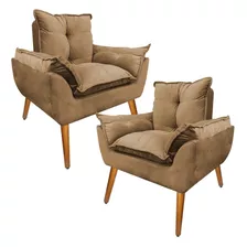 Poltrona Cadeira Opalla Decorativa Capuccino Kit 02