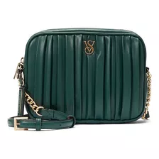 Crossbody Mediano Victoria's Secret Verde Oscuro Plisado Acabado De Los Herrajes Oro