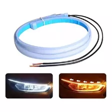 Par Fita Led 45cm Universal Farol Seta Para Carro Flexível 