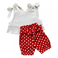 Kit Roupa Vestido Bebe Shorts E Top Ciganinha 100% Algodão 