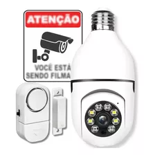 Câmera Wifi Lâmpada Segurança Visão Noturna C/placa E Alarme