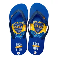 Ojotas Boca Juniors Chinelas Futbol Hombre Azul Y Oro Cabj