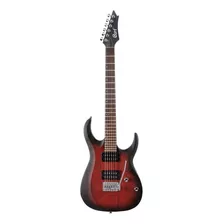 Guitarra Eléctrica Cort X Series X100 De Meranti Black Cherry Burst Poro Abierto Con Diapasón De Jatoba