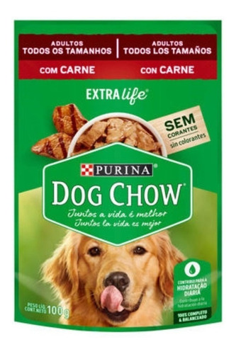Alimento Dog Chow Salud Visible Sin Colorantes Para Perro Adulto Todos Los Tamaños Sabor  Carne En Sobre De 100 g